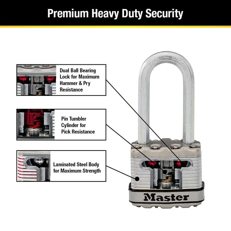Master Lock M1XTRILH Magnum Heavy Duty Padlock with Key, 3 Pack Keyed-Alike - Image 5